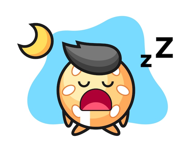 Vector sesame ball cartoon sleeping at night