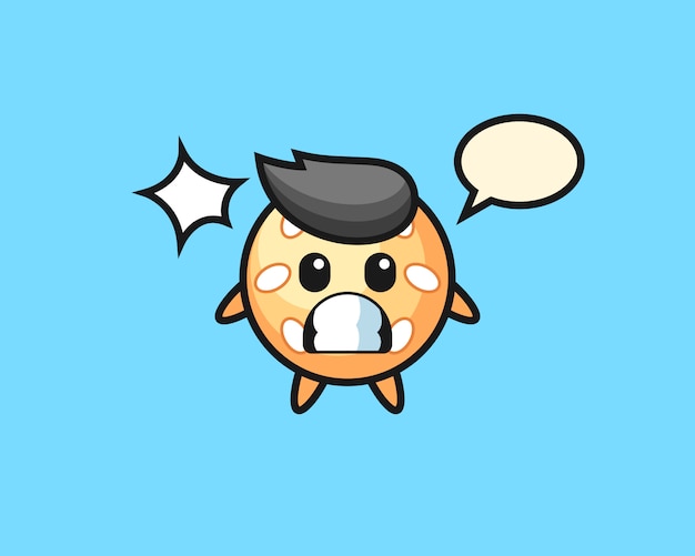 Vector sesame ball cartoon with shocked gesture