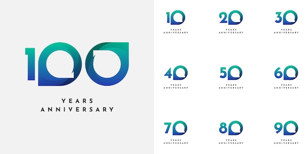 Vettore impostare il design dal 10 al 100 ° anniversario