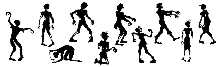Vector set of 10 different halloween zombies on white background vector