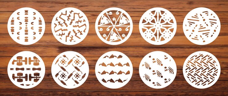 Vector set of 10 geometric pattern laser cut template