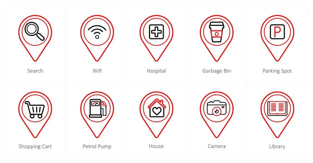 10 つの位置ポインターアイコンを検索する Wi-Fi 病院