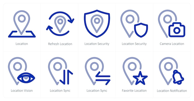 A set of 10 micro icons as location refresh location location security