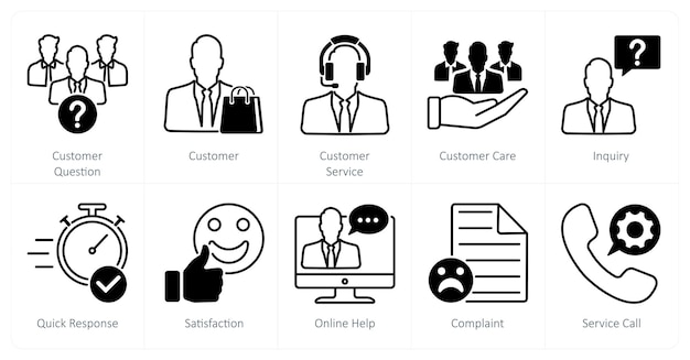 a set of 10 mix icons as customer question customer customer service