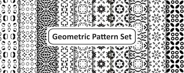 Набор из 10 бесшовных черно-белых геометрических узоров