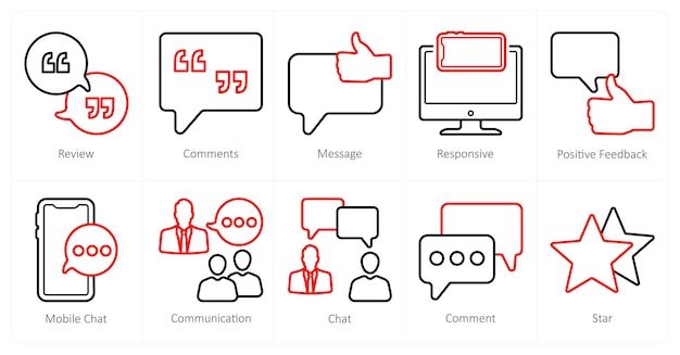 A set of 10 web marketing icons as review comments message