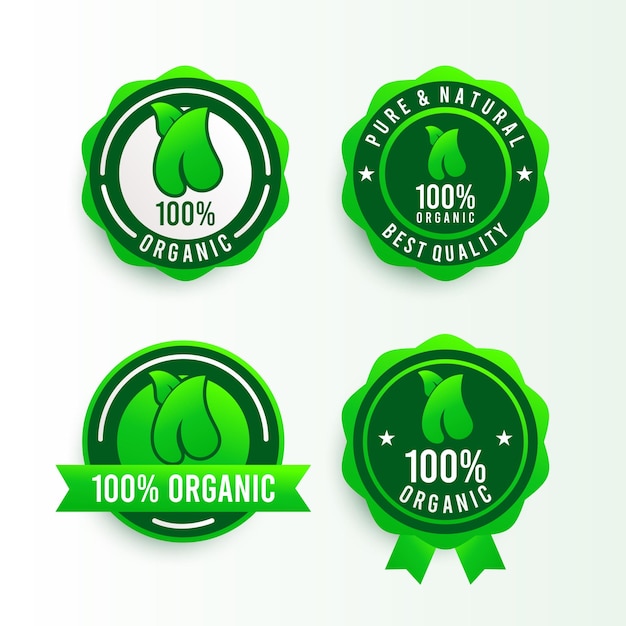 Vector set 100 organic label design template