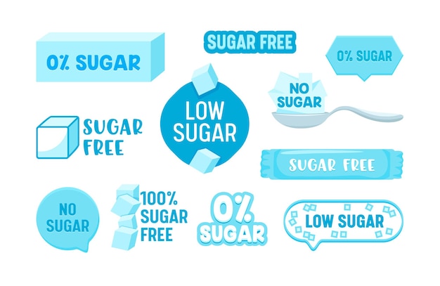 Vector set of 100 percent zero sugar free badges