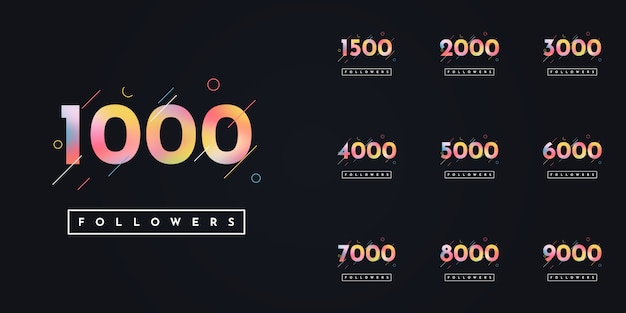 벡터 1000 ~ 10000 명의 팔로워 디자인