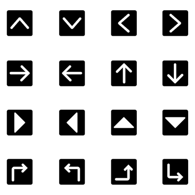 Set of 16 Arrows and Cursors with black square background