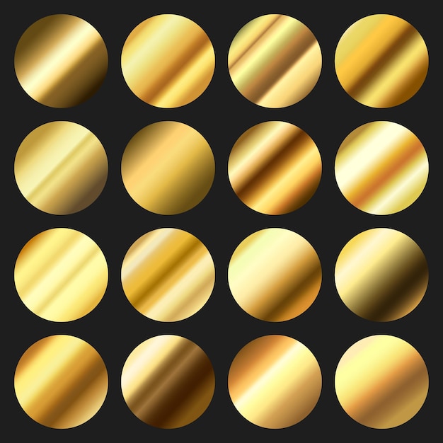 Set 16 pcs golden metallic backgrounds with highlights vector