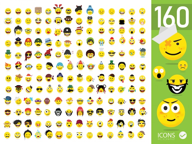 Vector set of 160 emoji