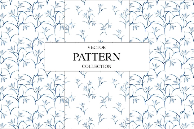 Set of 2 patterns with elegant delicate flowers