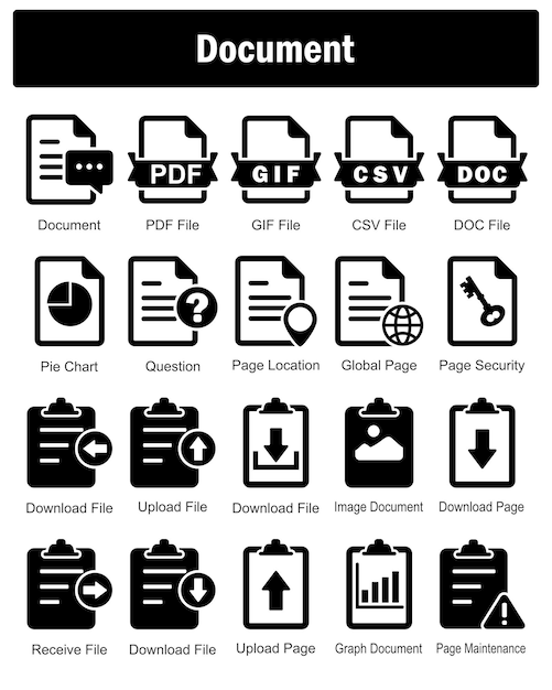 20 つのドキュメントアイコンをドキュメントファイル (PDF) と GIF ファイル (GIF) としてセットします.