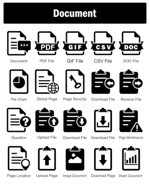 20 つのドキュメントアイコンをドキュメントファイル (PDF) と GIF ファイル (GIF) としてセットします.