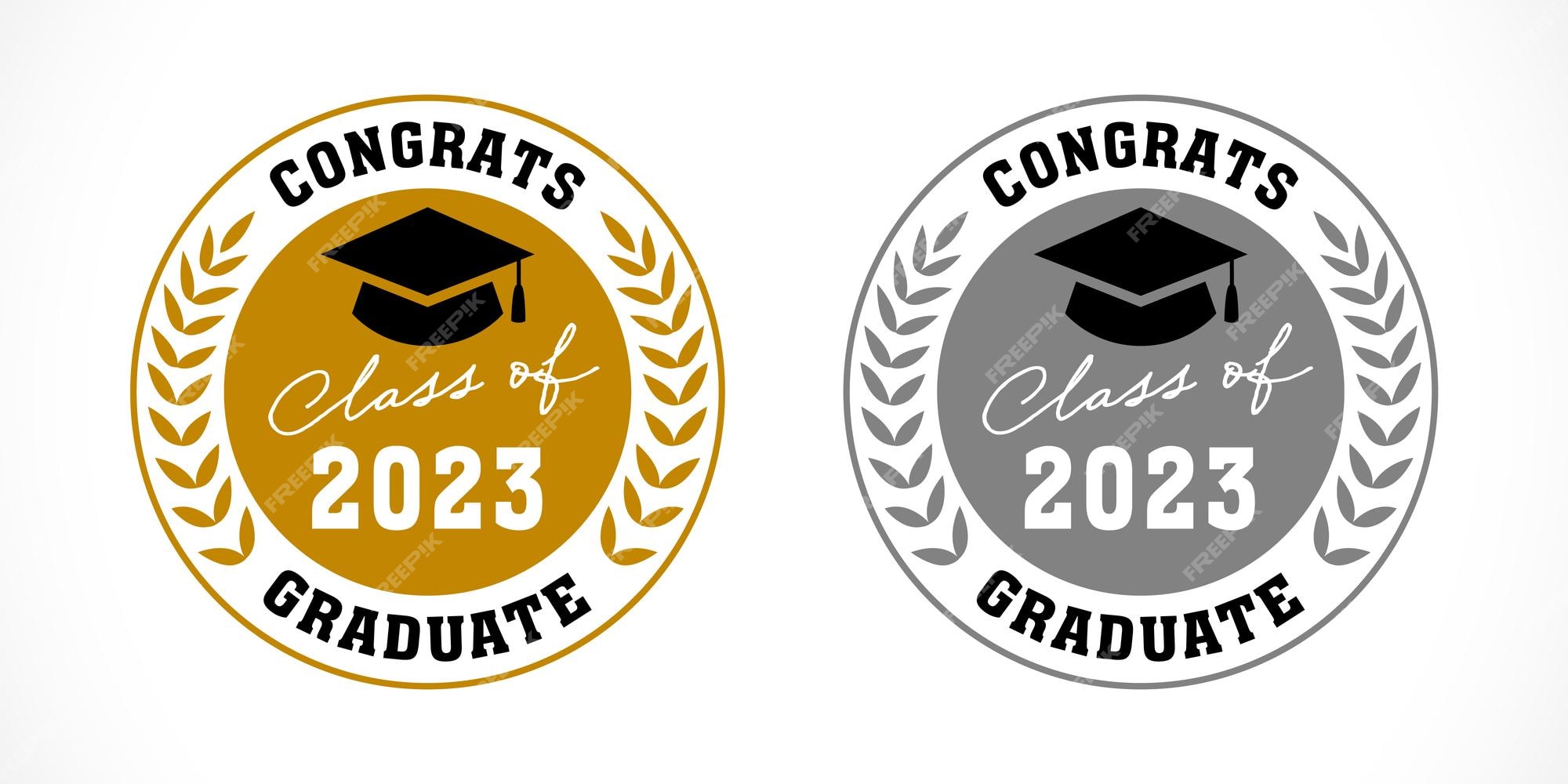 Premium Vector Set of 2023 educational gold and silver medals class