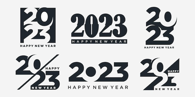 Set di 2023 happy new year logo testo design 2023 modello di progettazione del numero