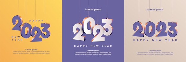 Set of 2023 new year square template