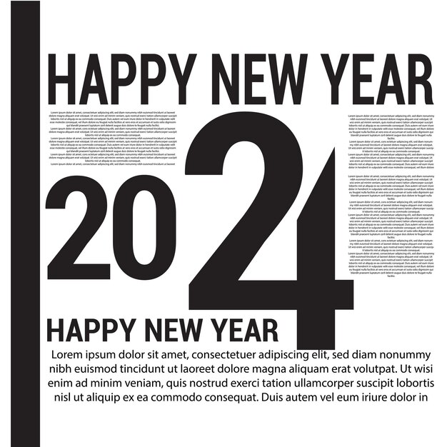 Vector set of 2024 happy new year logo text design 2024 number design template