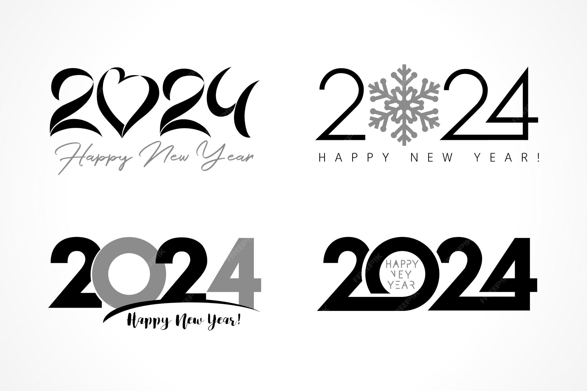 Premium Vector Set of 2024 icons black and white design
