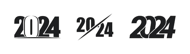 Vettore set di disegni di numeri per il capodanno 2024