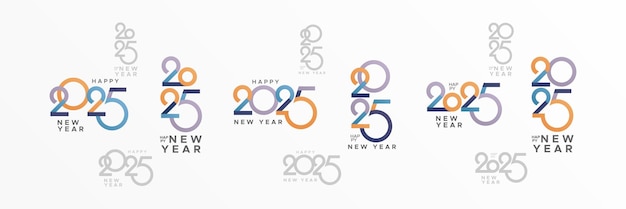 Set of 2025 new year logo