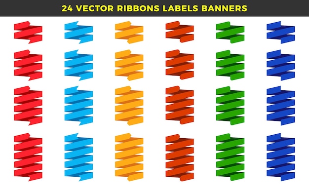 Set of 24 vector ribbons labels banners modern simple ribbons and labels collection