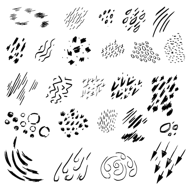 Set of 25 abstract stamps for creating patterns Ethnic stylization vector elements hand drawn