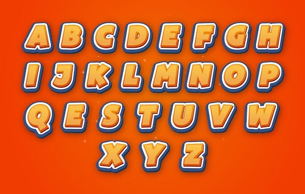 Set of 26 alphabet orange text styte vector