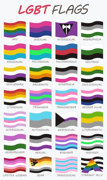 Vector set of 28 lgbt flags