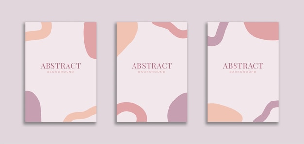 Set di 3 cute vertical background a4 con blob organic shape purple pastel color stile minimalista per banner opuscolo poster cornice borda presentazione volantino copertina libro pubblicità storie invito