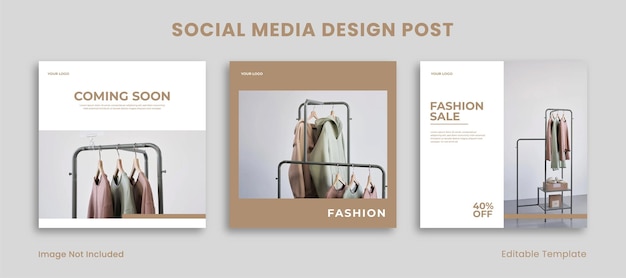 Set 3 di modelli modificabili per post di design instagram per social media con stile minimalista