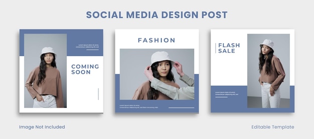 Set di 3 modelli modificabili social media instagram design post con stile moderno n minimalista adatto per la presentazione di post promozione prodotto annunci di moda pubblicità pagina di sfondo