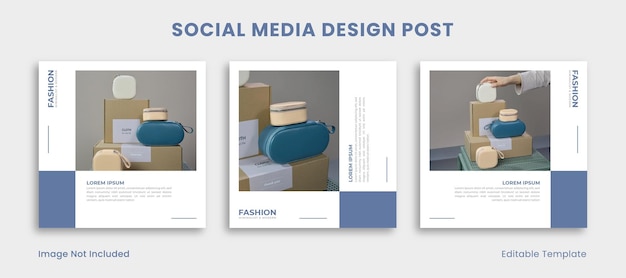 Набор из 3 редактируемых шаблонов Социальные сети Instagram Design Post с современным минималистским стилем Подходит для пост-презентации Продвижение продукта Модная реклама Рекламная фоновая страница