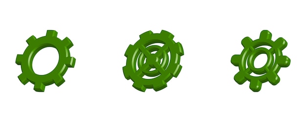 set of 3 Gears icon isolated on white background Setting Gear 3d icon 3d rendering 3d Illustratio