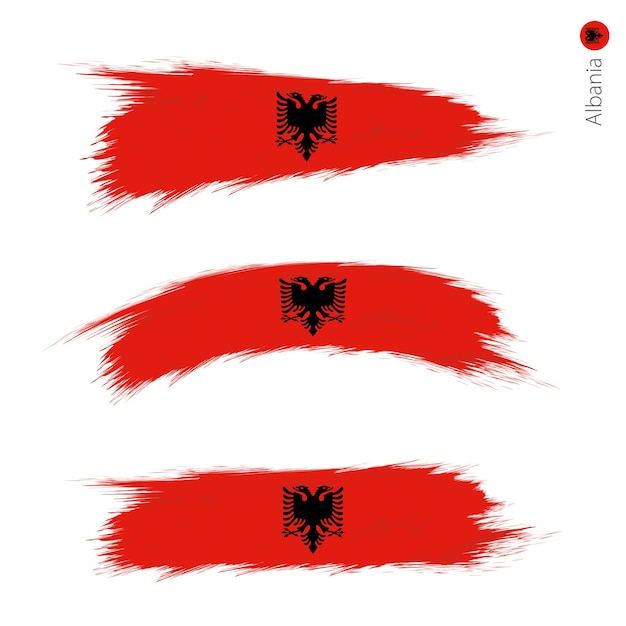 Set of 3 grunge textured flag of Albania