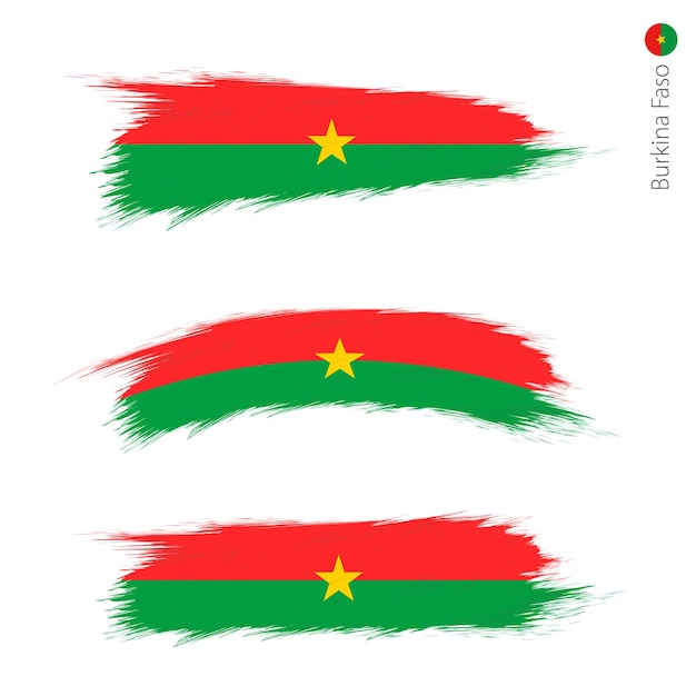 Set of 3 grunge textured flag of Burkina Faso