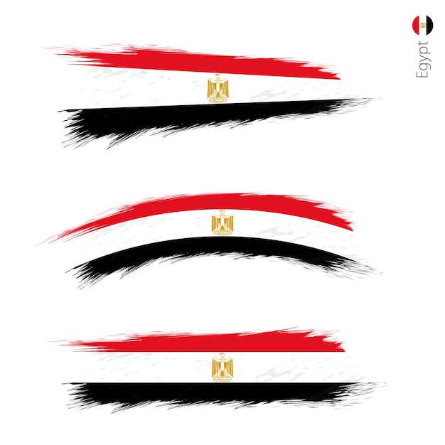 Vector set of 3 grunge textured flag of egypt