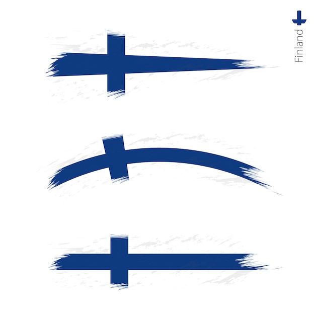 Set of 3 grunge textured flag of Finland