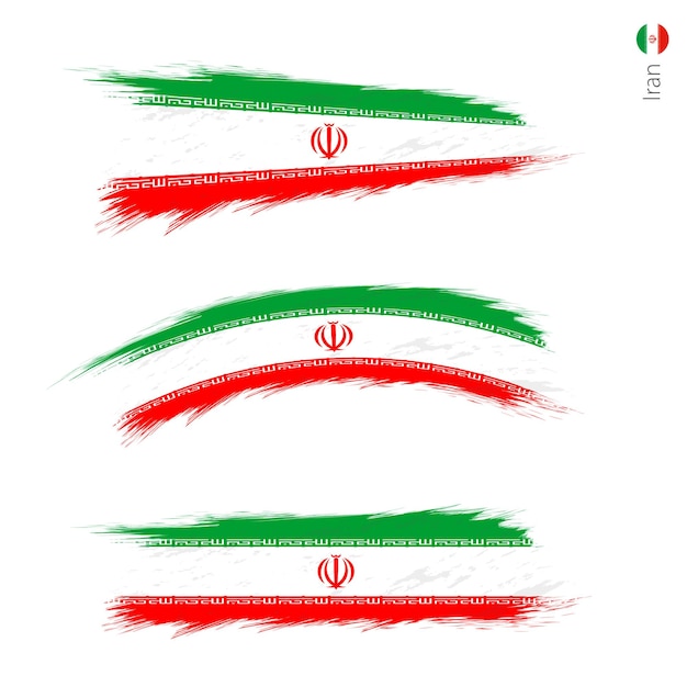 Set of 3 grunge textured flag of Iran