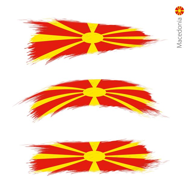 Набор из 3 гранжевых текстурированных флагов Македонии