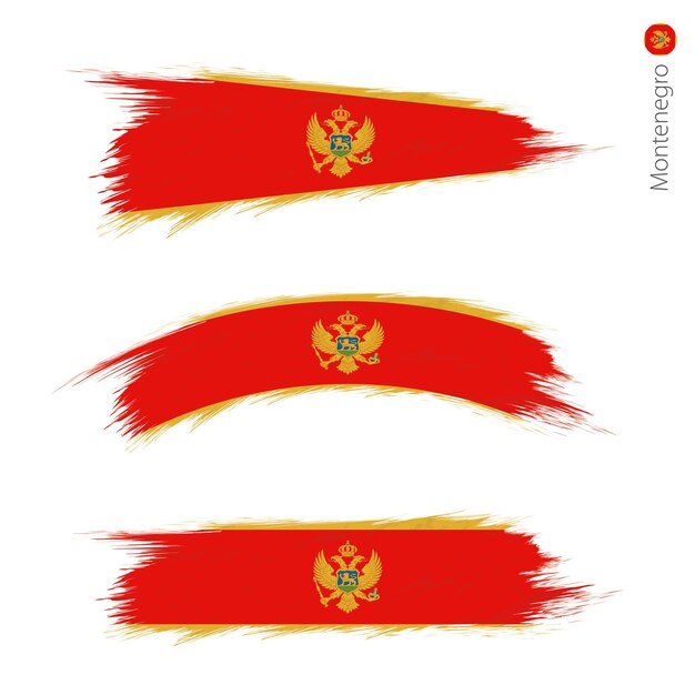 Set of 3 grunge textured flag of Montenegro