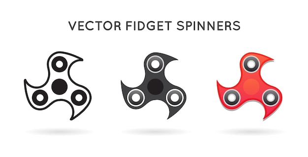 Set of 3 Hand Fidget Spinners Isolated