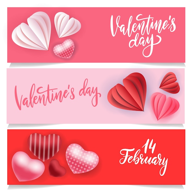 Set di 3 banner orizzontale per san valentino