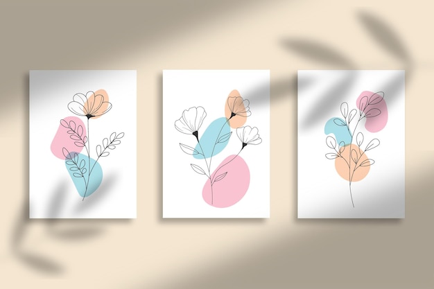 Set of 3 modern boho natural wall art print collection