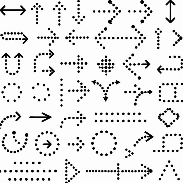 30 つの点矢印が異なる方向を指しています