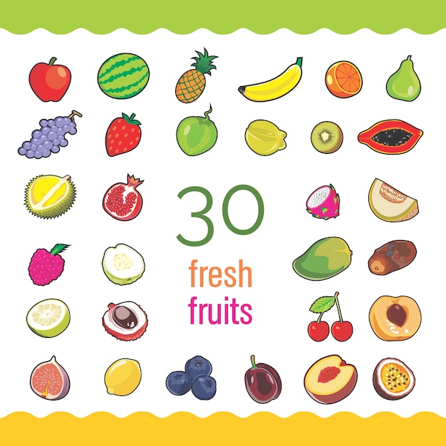 Set of 30 Fresh Fruits 