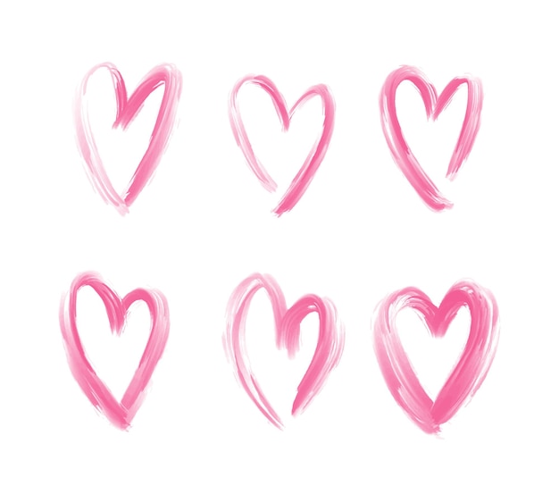 Set of 30 hand drawn simple hearts decorative design elements