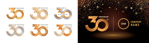 Vector set of 30th anniversary logotype design