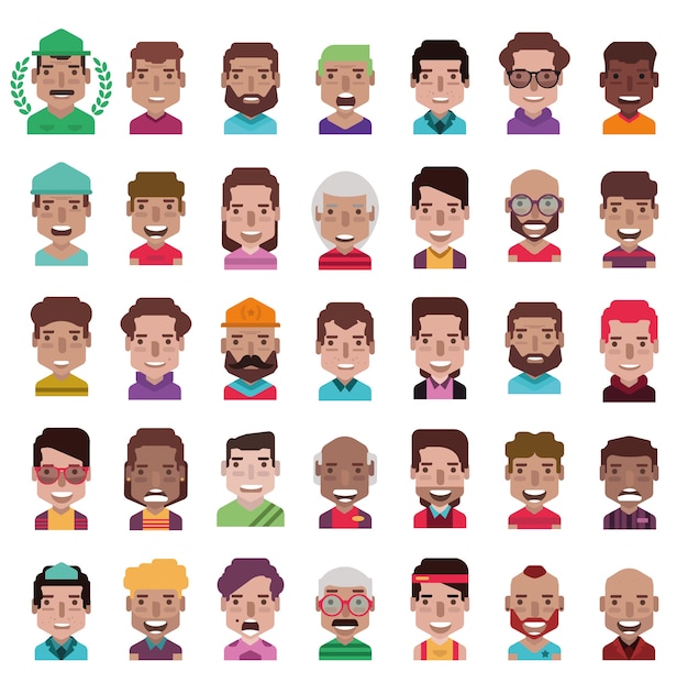 Set of 35 avatar icons